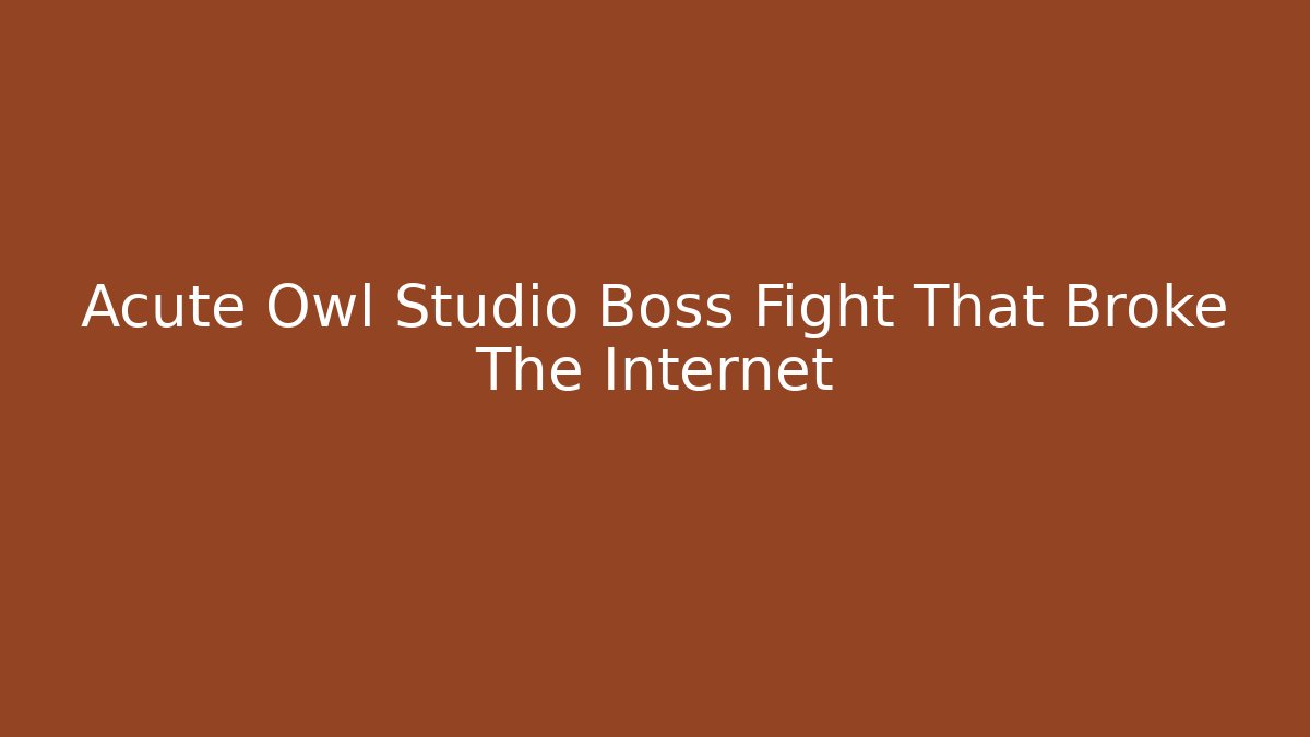 Acute Owl Studio Boss Fight That Broke The Internet