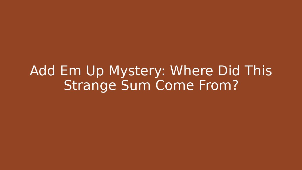 Add Em Up Mystery: Where Did This Strange Sum Come From?
