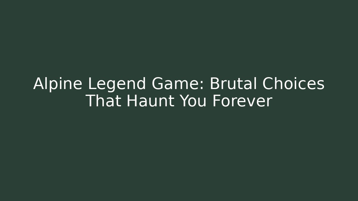 Alpine Legend Game: Brutal Choices That Haunt You Forever