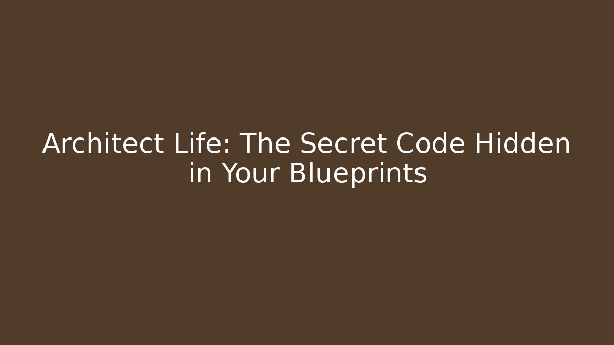 Architect Life: The Secret Code Hidden in Your Blueprints