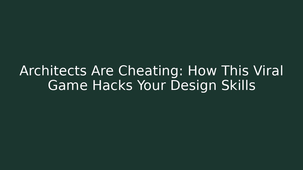 Architects Are Cheating: How This Viral Game Hacks Your Design Skills