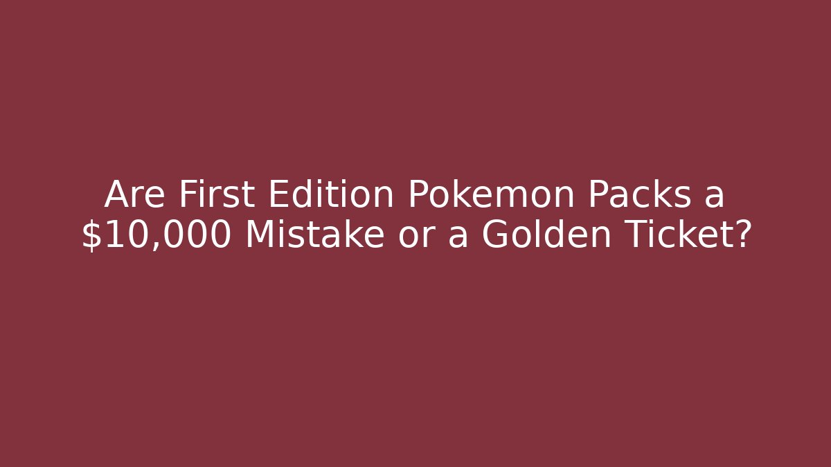 Are First Edition Pokémon Packs a $10,000 Mistake or a Golden Ticket?