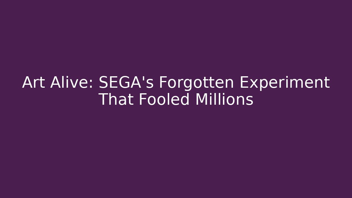 Art Alive: SEGA's Forgotten Experiment That Fooled Millions - Vintage E-Juice