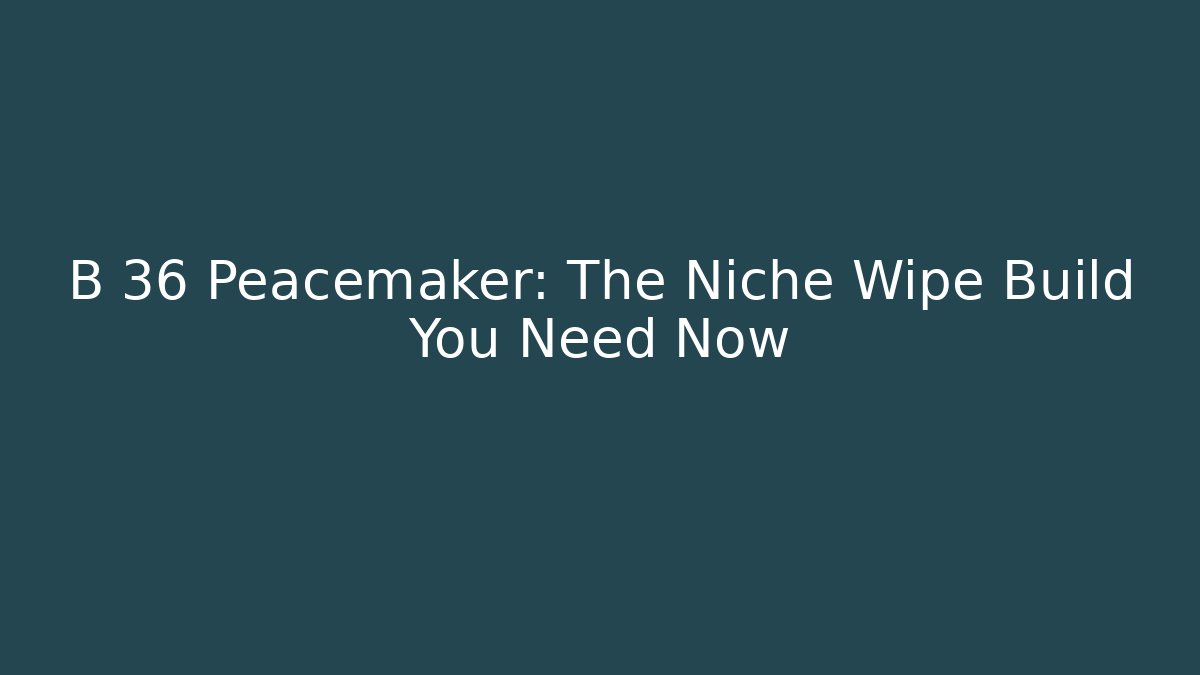 B 36 Peacemaker: The Niche Wipe Build You Need Now