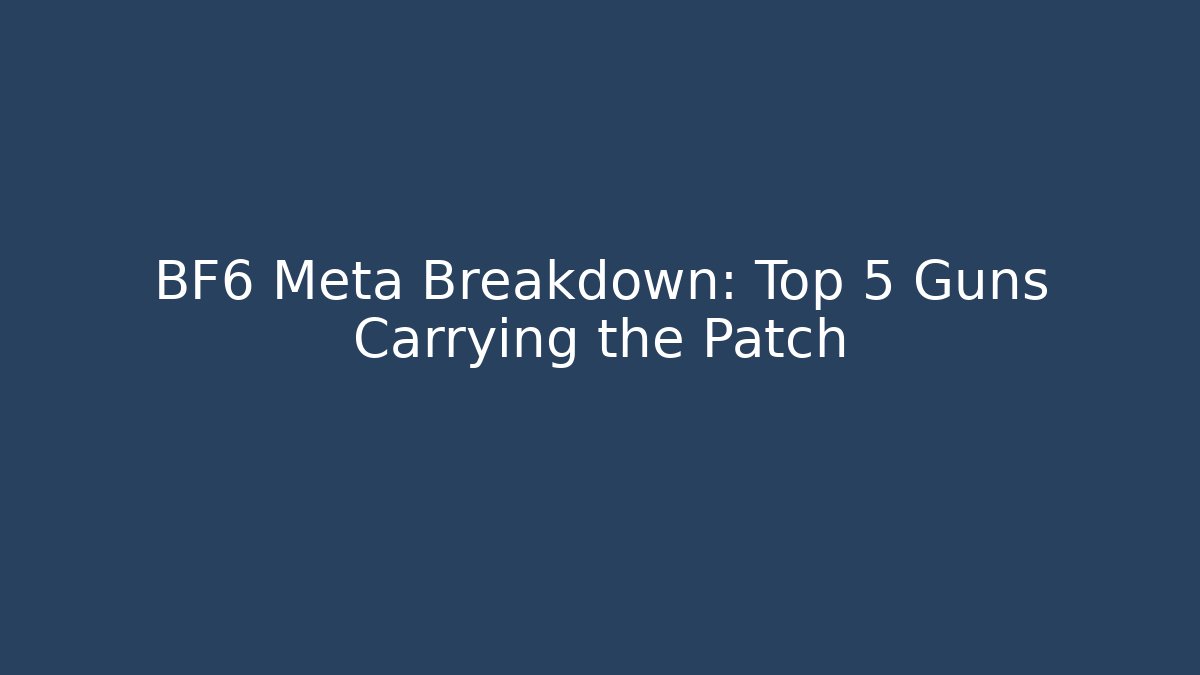 BF6 Meta Breakdown: Top 5 Guns Carrying the Patch