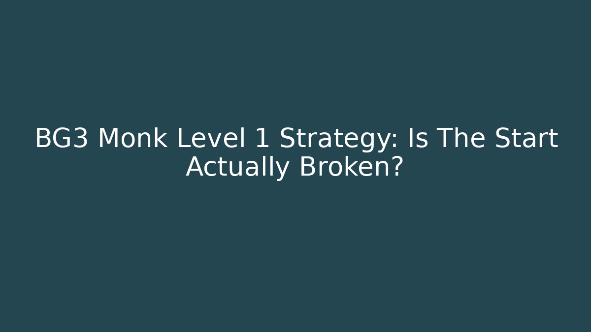 BG3 Monk Level 1 Strategy: Is The Start Actually Broken? - Vintage E-Juice