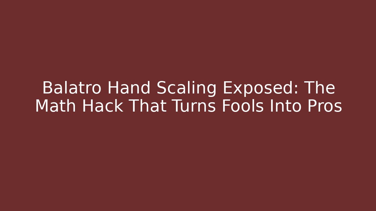 Balatro Hand Scaling Exposed: The Math Hack That Turns Fools Into Pros