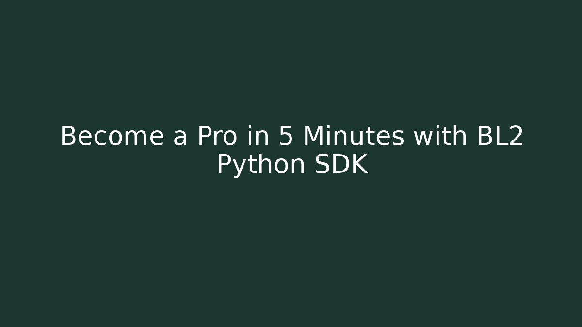 Become a Pro in 5 Minutes with BL2 Python SDK