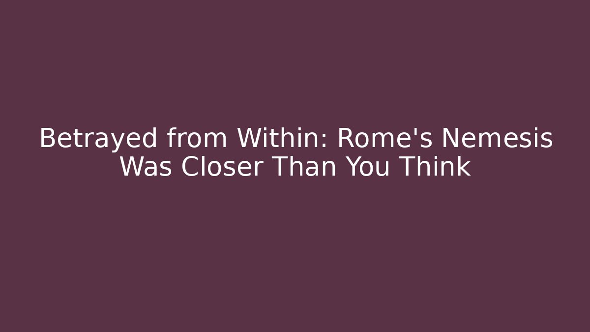 Betrayed from Within: Rome's Nemesis Was Closer Than You Think