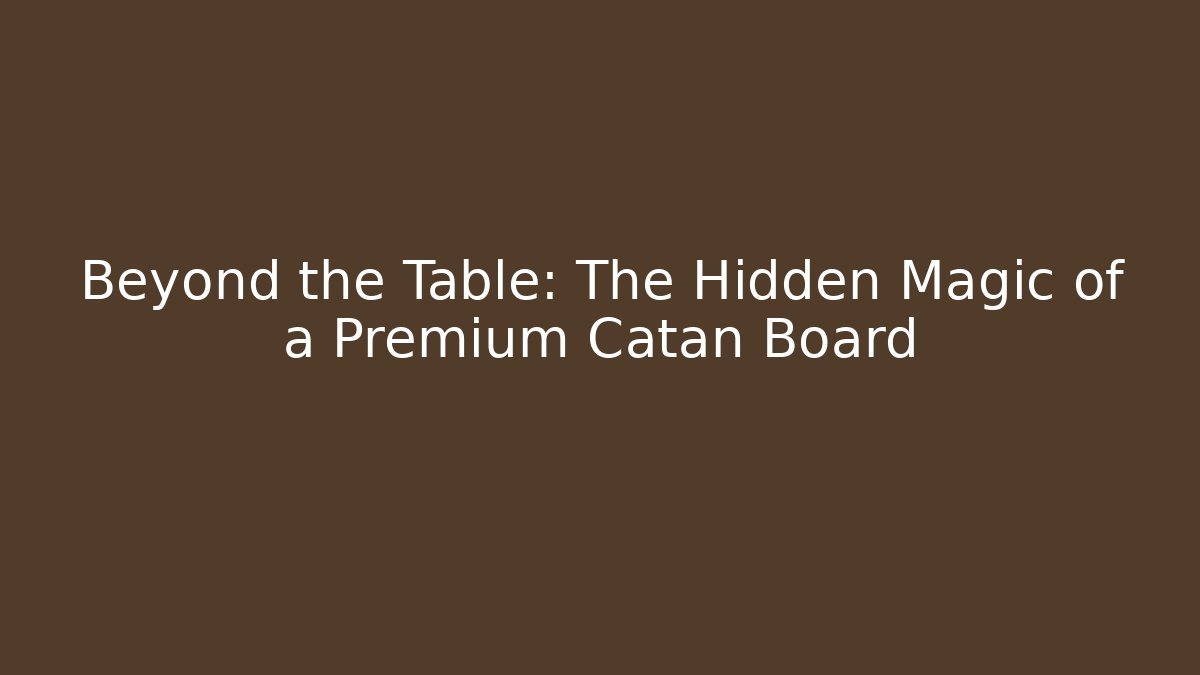 Beyond the Table: The Hidden Magic of a Premium Catan Board