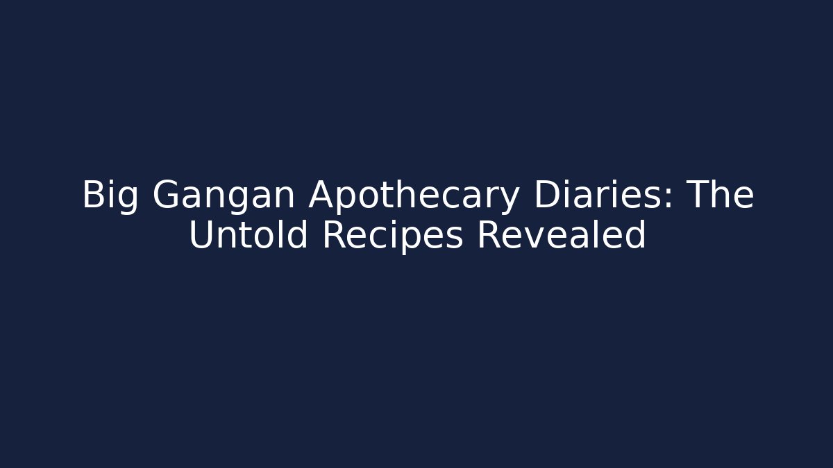 Big Gangan Apothecary Diaries: The Untold Recipes Revealed