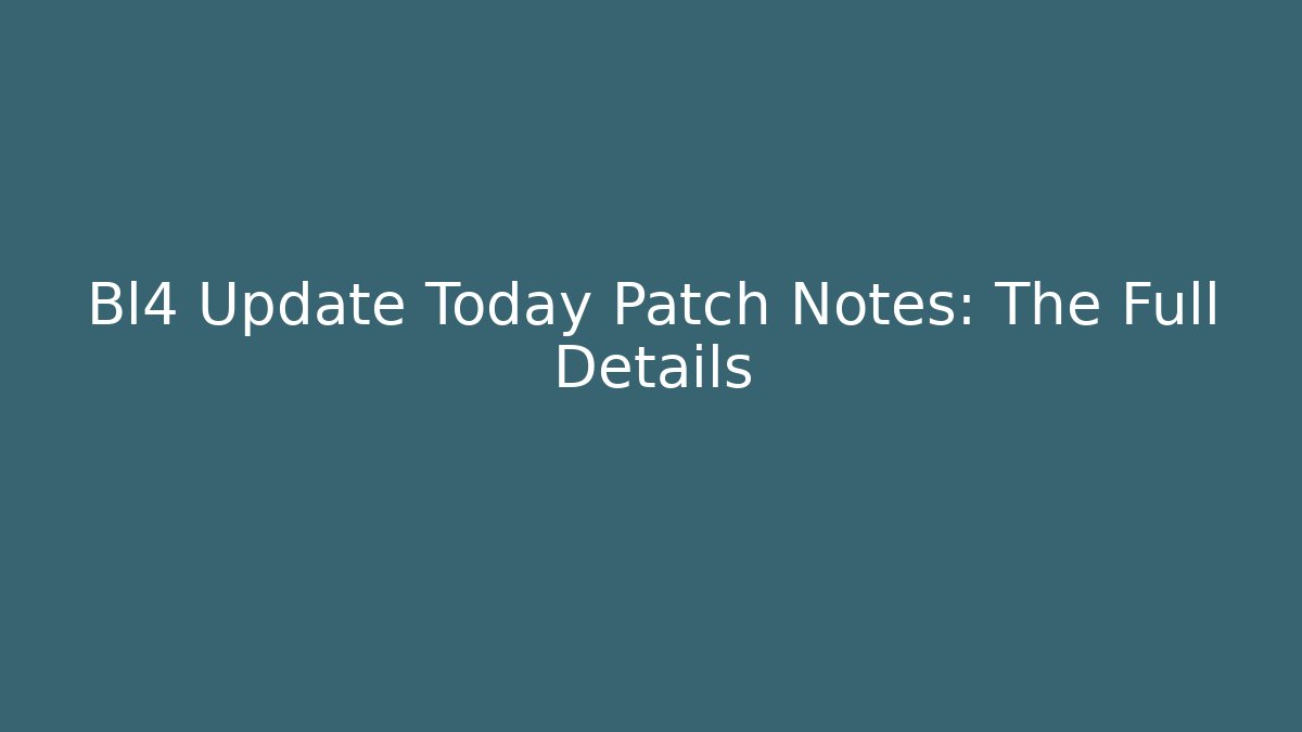 Bl4 Update Today Patch Notes: The Full Details - Vintage E-Juice