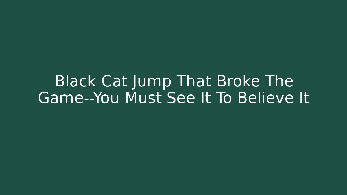 Black Cat Jump That Broke The Game—You Must See It To Believe It