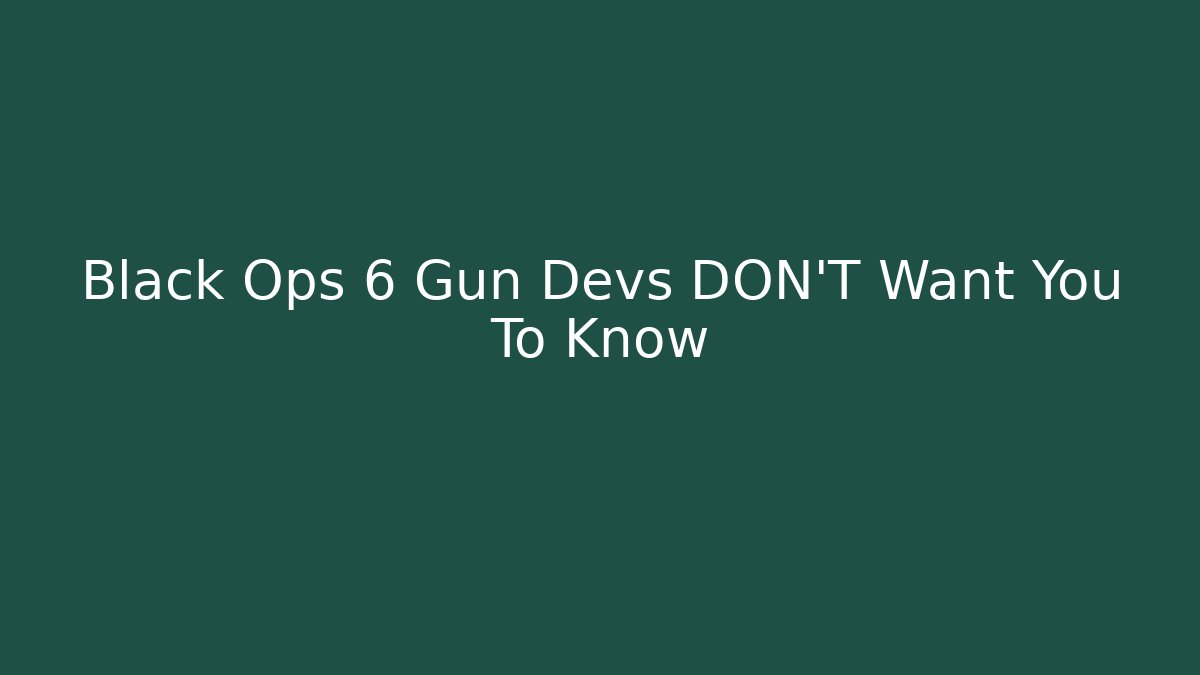 Black Ops 6 Gun Devs DON'T Want You To Know - Vintage E-Juice
