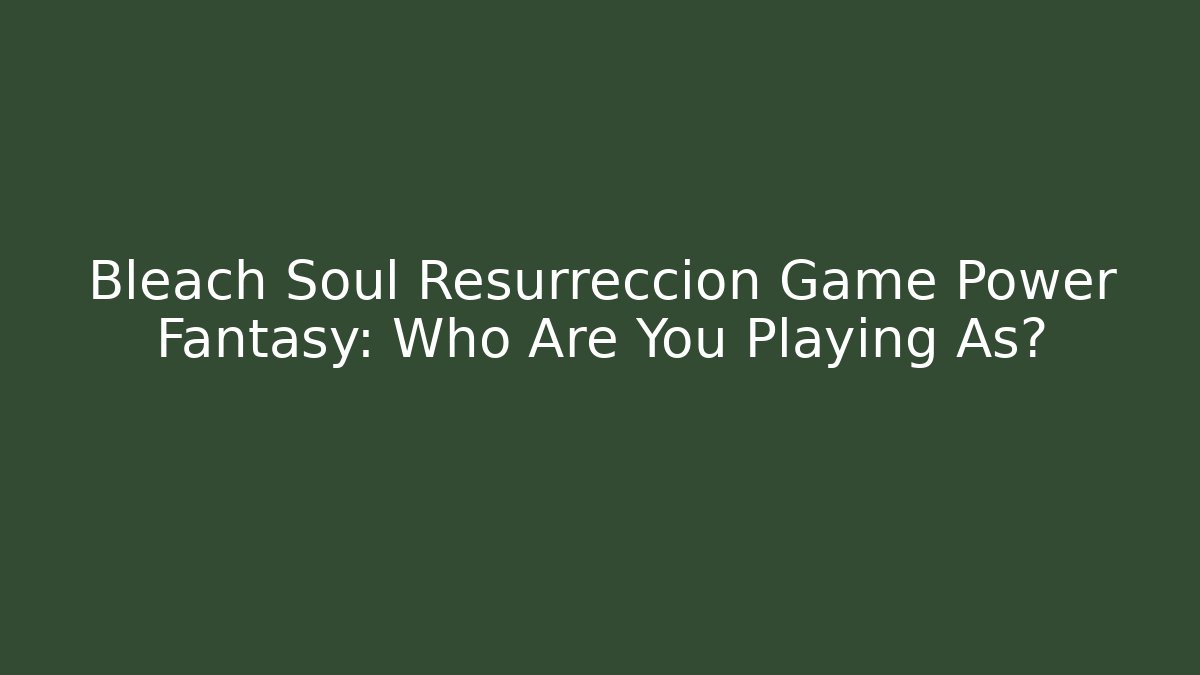 Bleach Soul Resurreccion Game Power Fantasy: Who Are You Playing As?