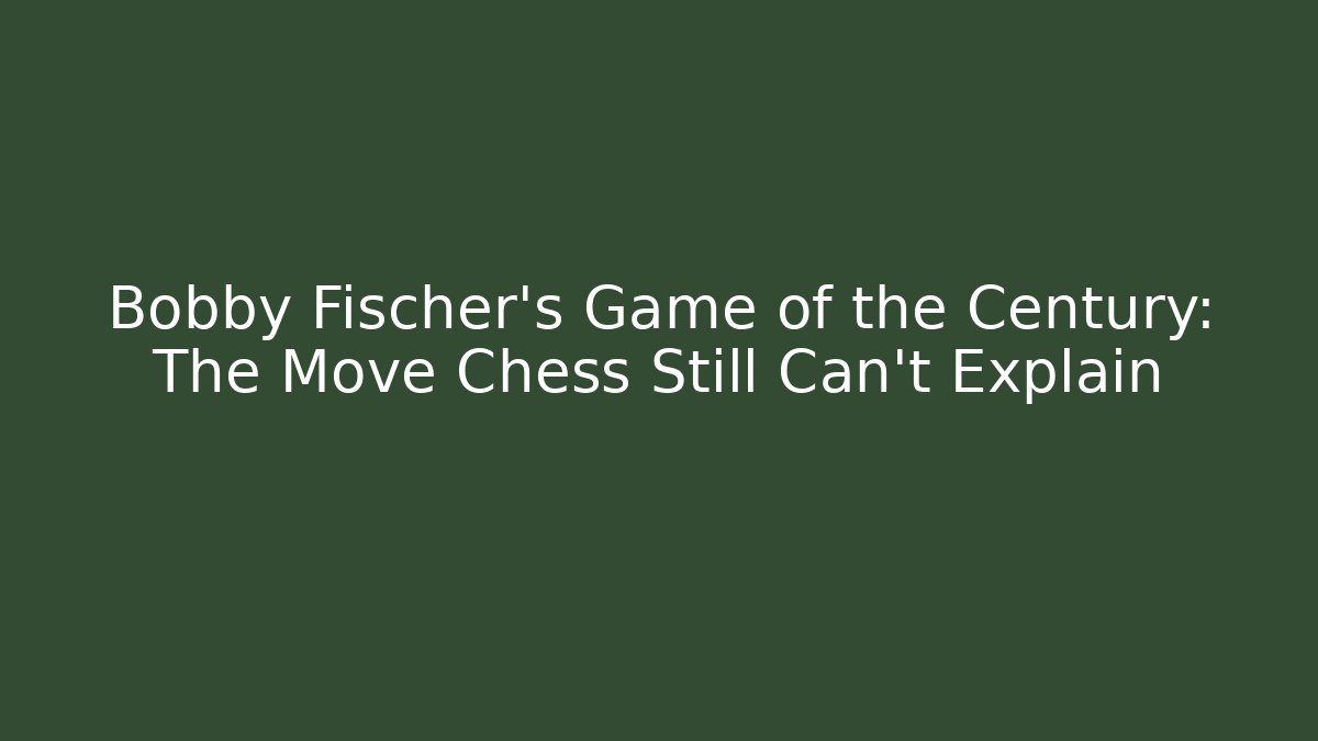 Bobby Fischer's Game of the Century: The Move Chess Still Can't Explain