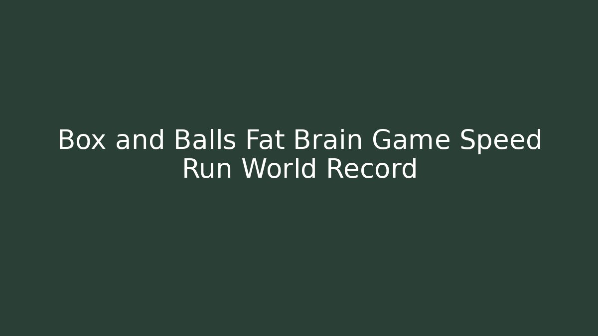 Box and Balls Fat Brain Game Speed Run World Record