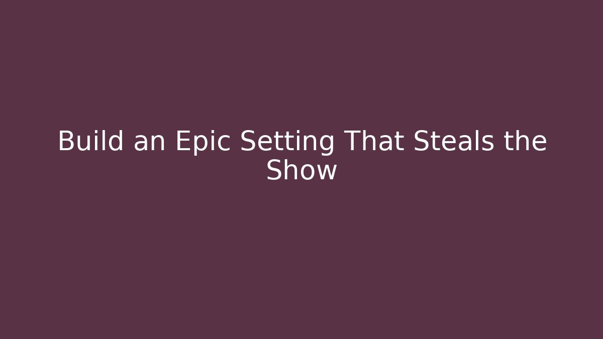 Build an Epic Setting That Steals the Show