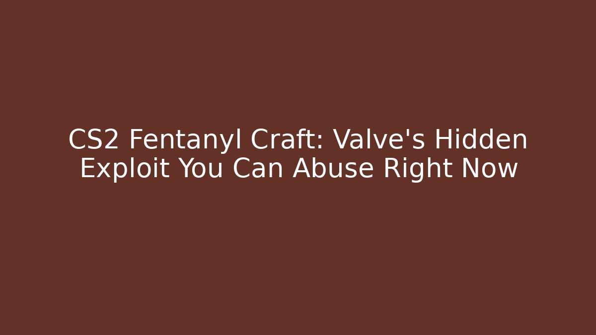 CS2 Fentanyl Craft: Valve’s Hidden Exploit You Can Abuse Right Now
