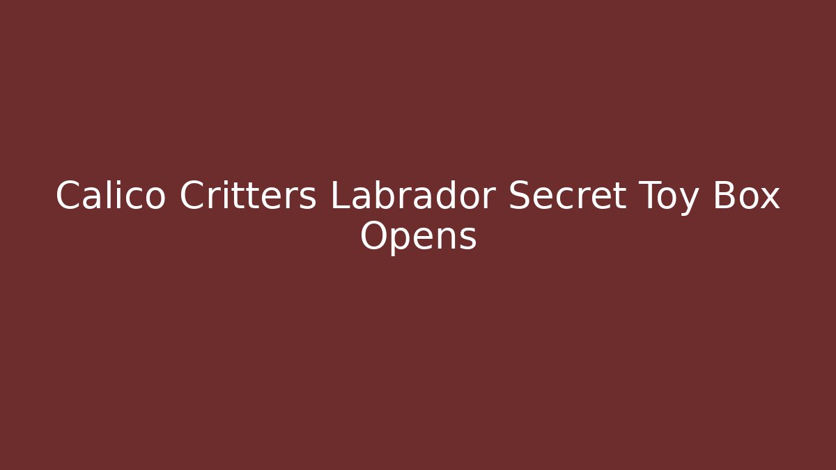 Calico Critters Labrador Secret Toy Box Opens