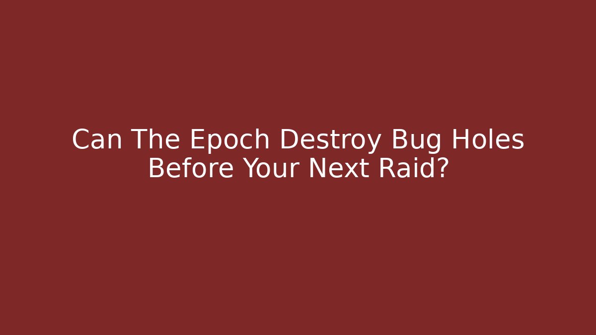 Can The Epoch Destroy Bug Holes Before Your Next Raid?