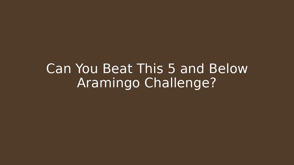 Can You Beat This 5 and Below Aramingo Challenge?
