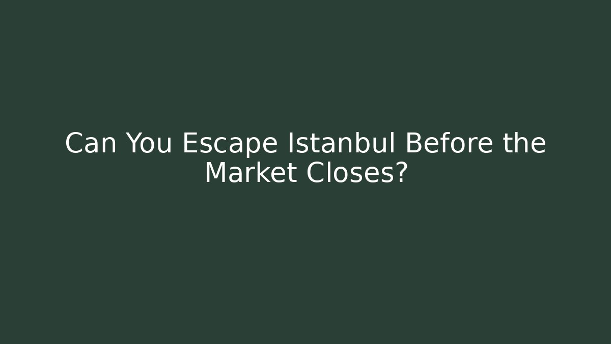 Can You Escape Istanbul Before the Market Closes?