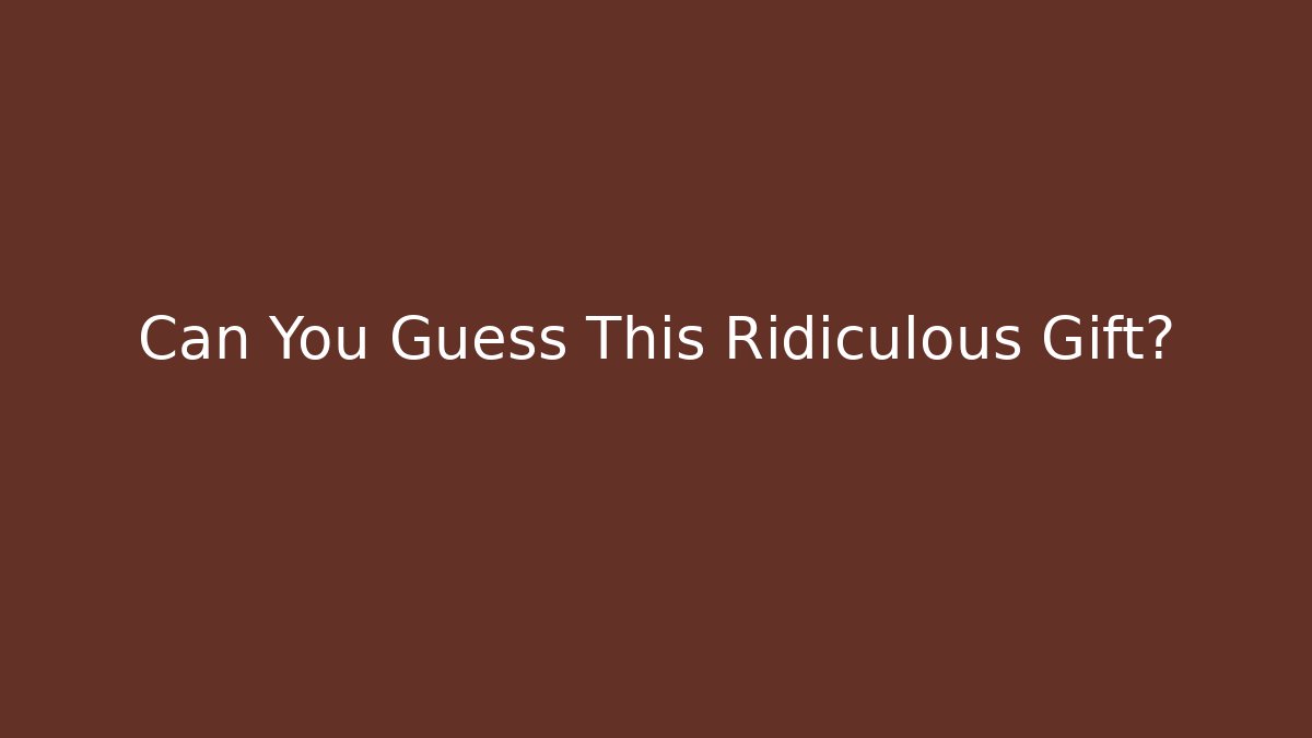 Can You Guess This Ridiculous Gift?