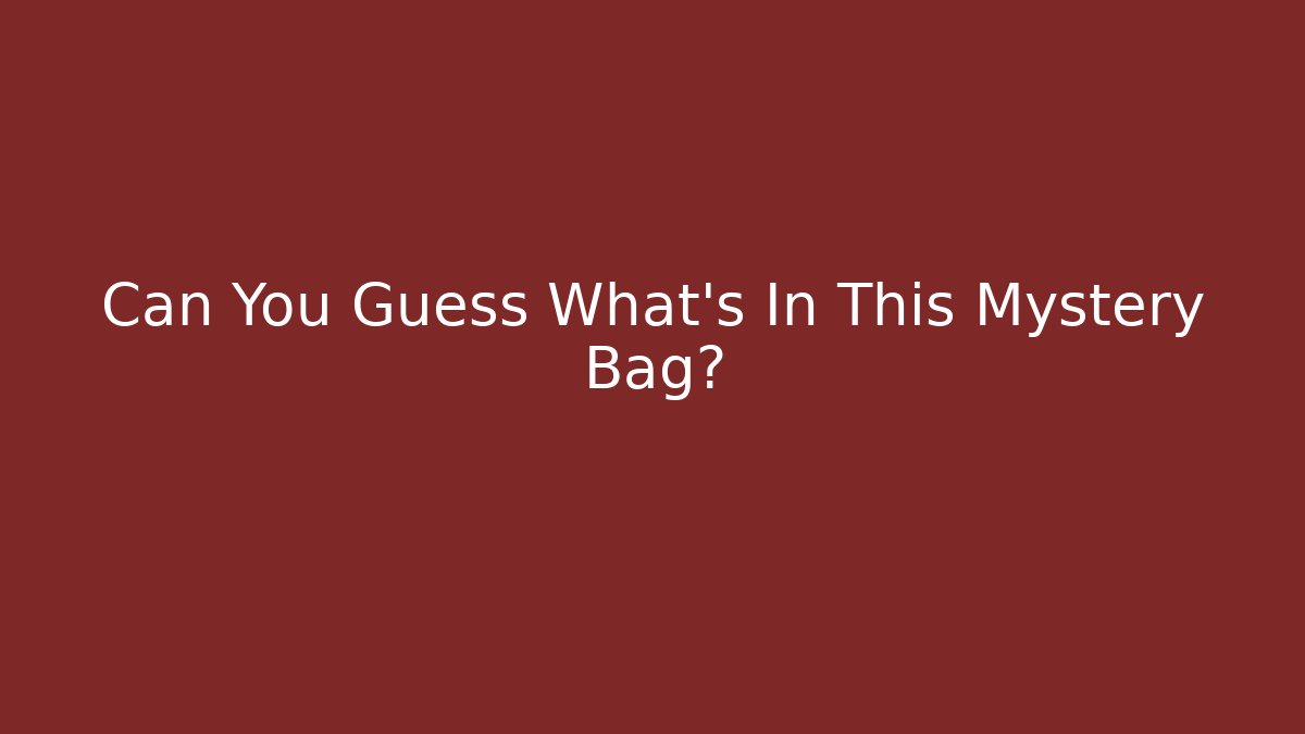 Can You Guess What's In This Mystery Bag?