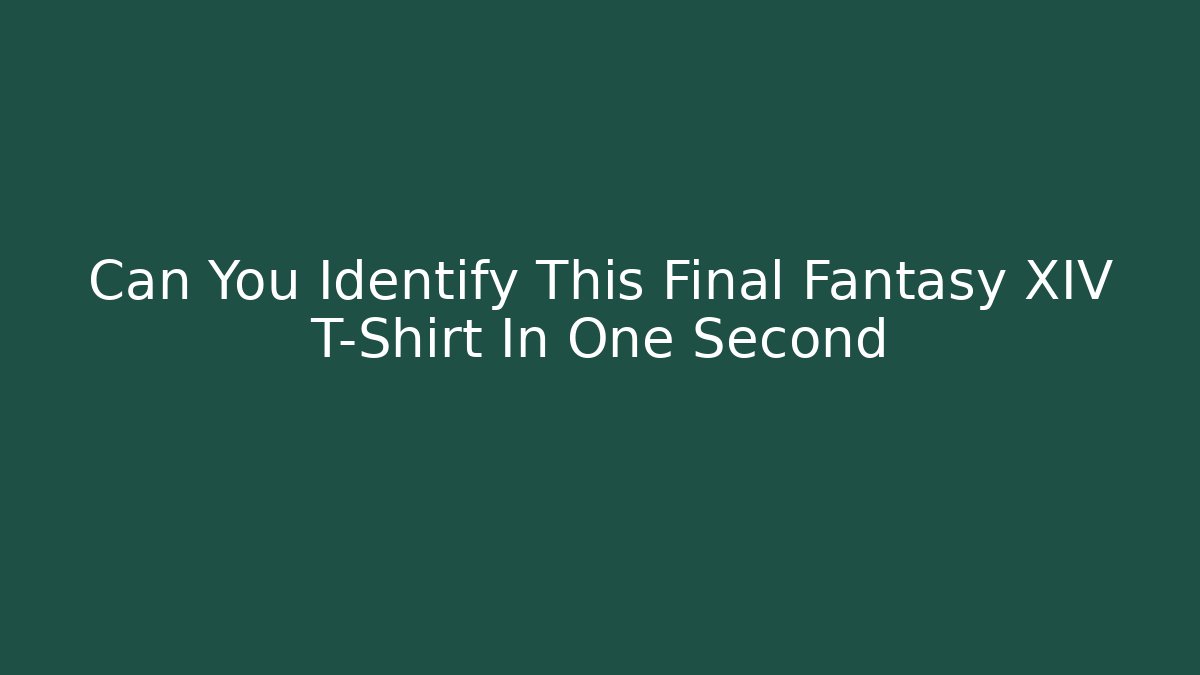 Can You Identify This Final Fantasy XIV T-Shirt In One Second - Vintage E-Juice