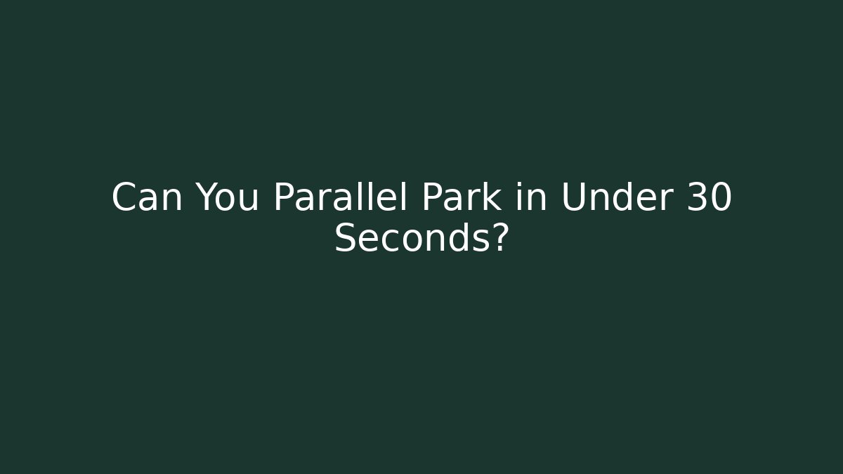 Can You Parallel Park in Under 30 Seconds? - Vintage E-Juice
