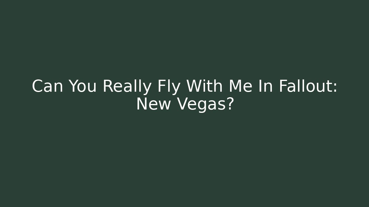 Can You Really Fly With Me In Fallout: New Vegas?