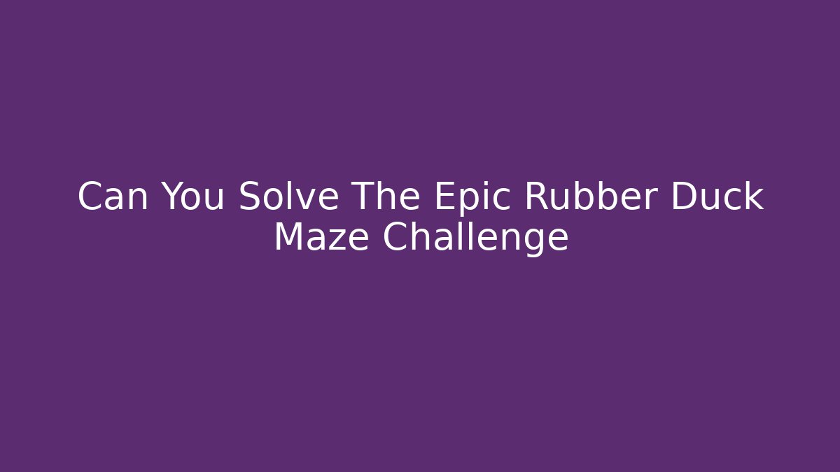 Can You Solve The Epic Rubber Duck Maze Challenge