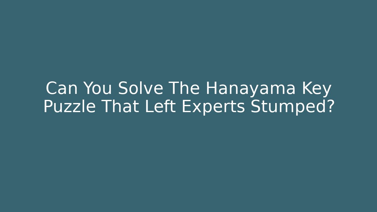 Can You Solve The Hanayama Key Puzzle That Left Experts Stumped?