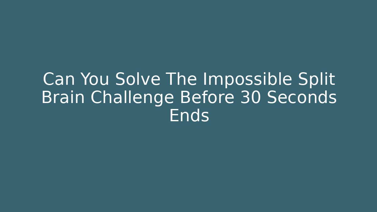 Can You Solve The Impossible Split Brain Challenge Before 30 Seconds Ends