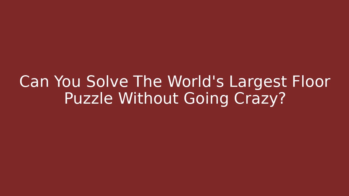 Can You Solve The World's Largest Floor Puzzle Without Going Crazy?