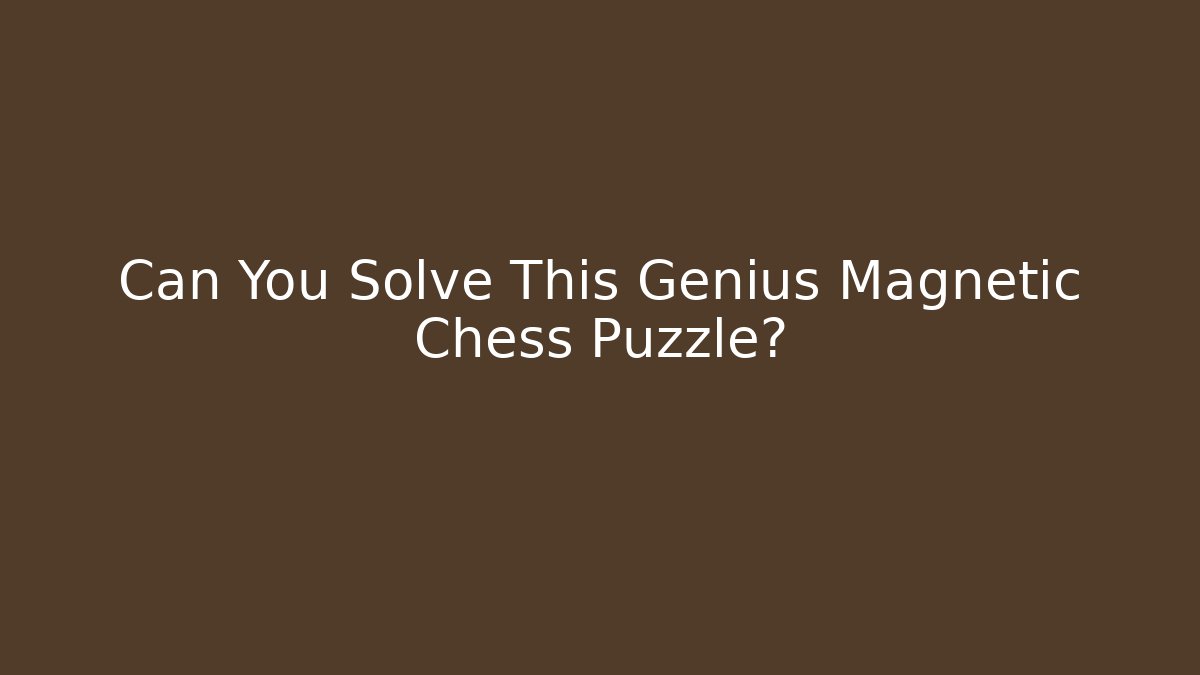 Can You Solve This Genius Magnetic Chess Puzzle?