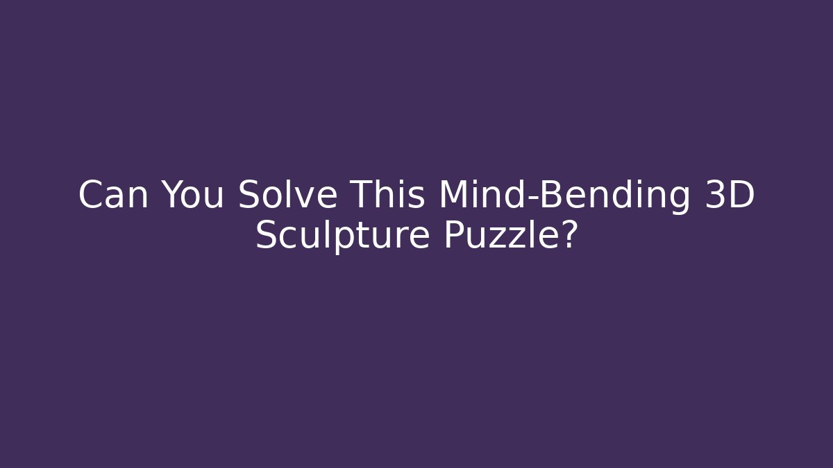 Can You Solve This Mind-Bending 3D Sculpture Puzzle?