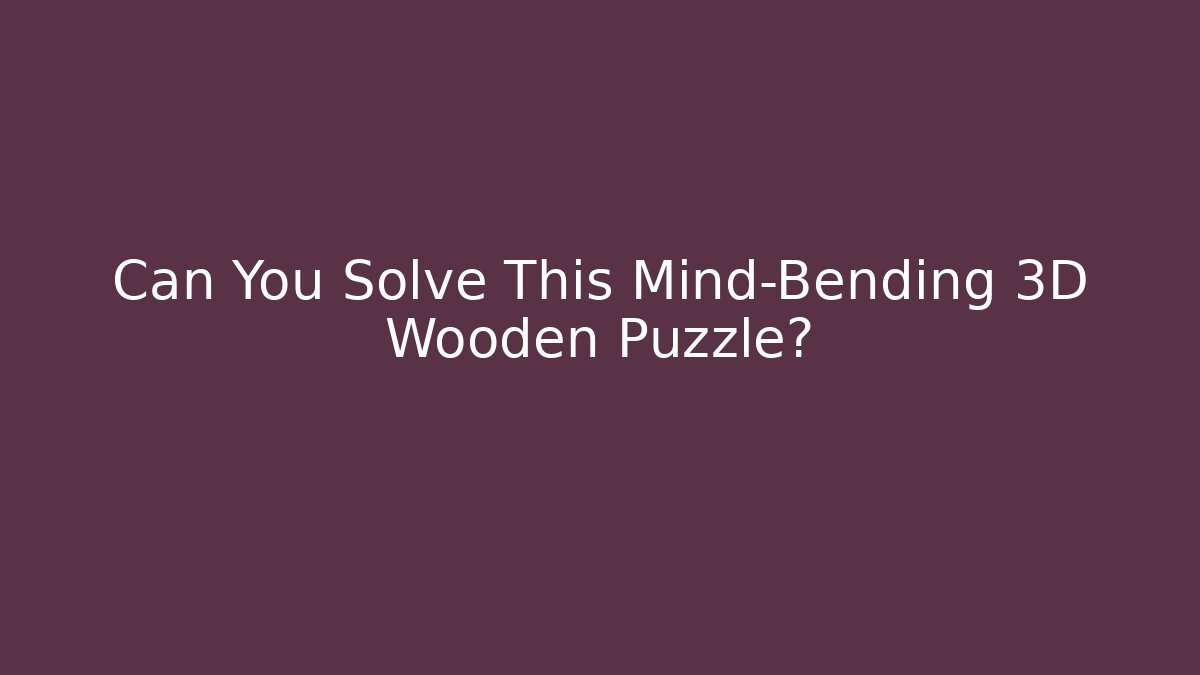 Can You Solve This Mind-Bending 3D Wooden Puzzle? - Vintage E-Juice