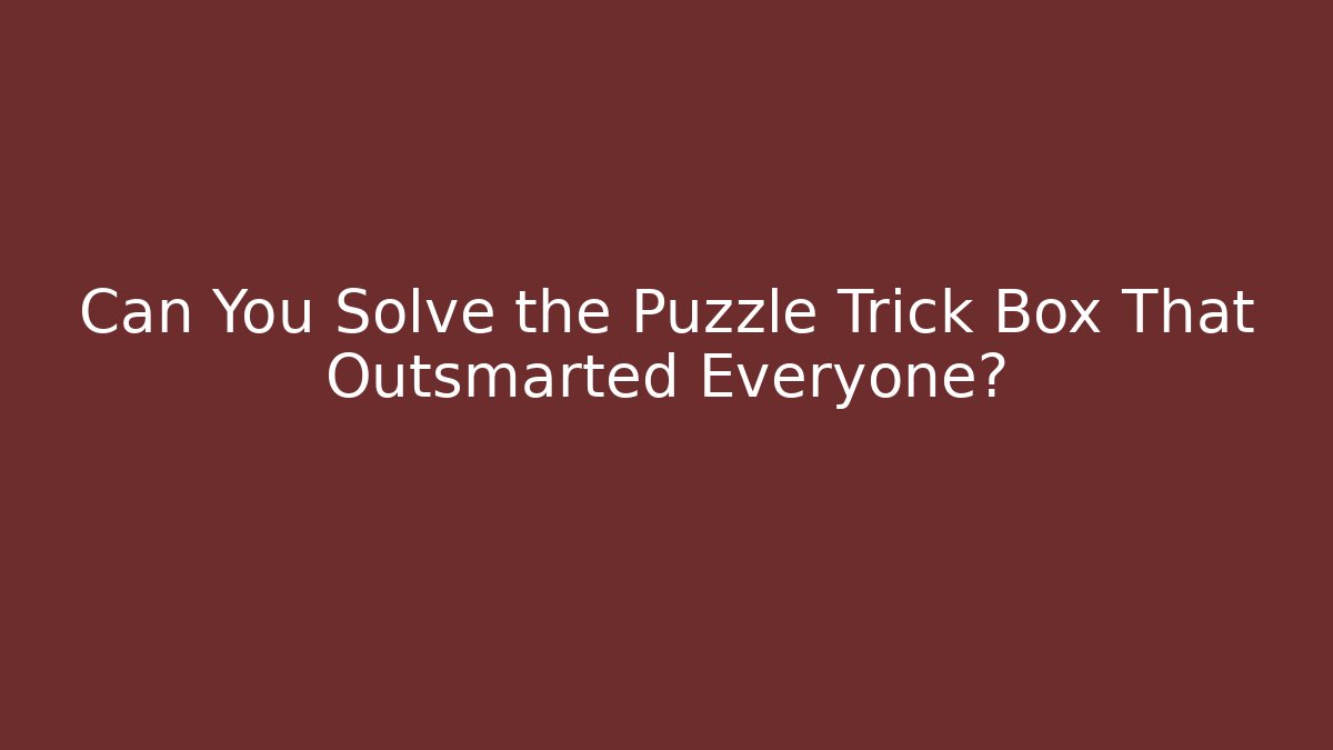 Can You Solve the Puzzle Trick Box That Outsmarted Everyone?