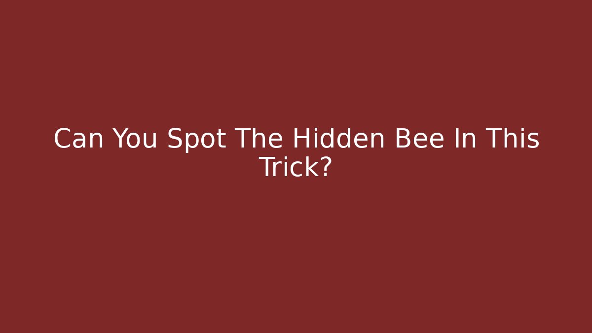 Can You Spot The Hidden Bee In This Trick?