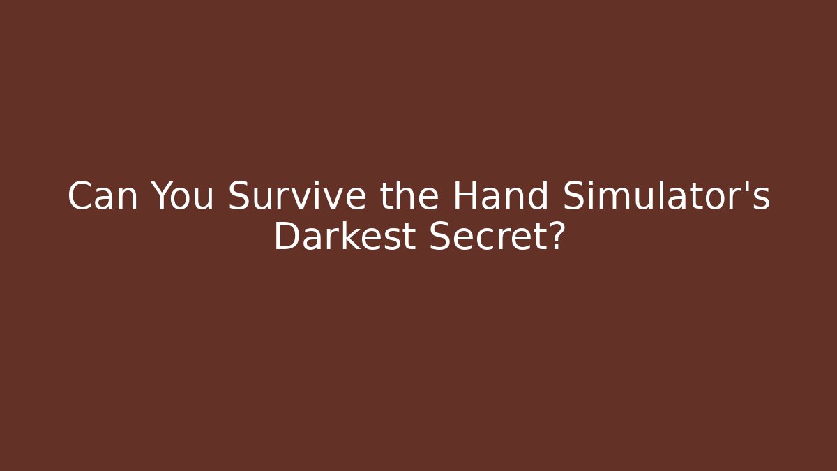 Can You Survive the Hand Simulator's Darkest Secret?