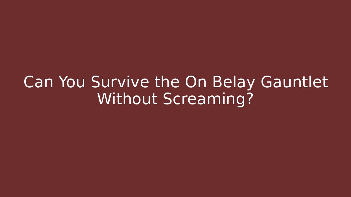Can You Survive the On Belay Gauntlet Without Screaming? - Vintage E-Juice