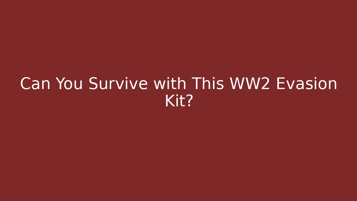 Can You Survive with This WW2 Evasion Kit?