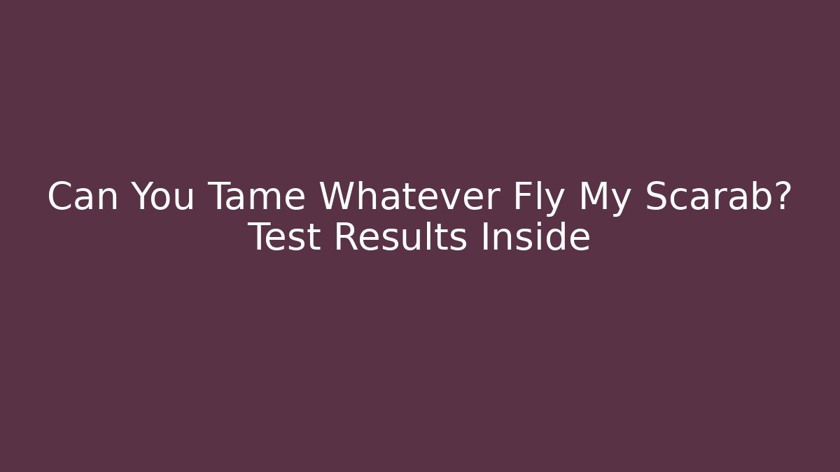 Can You Tame Whatever Fly My Scarab? Test Results Inside