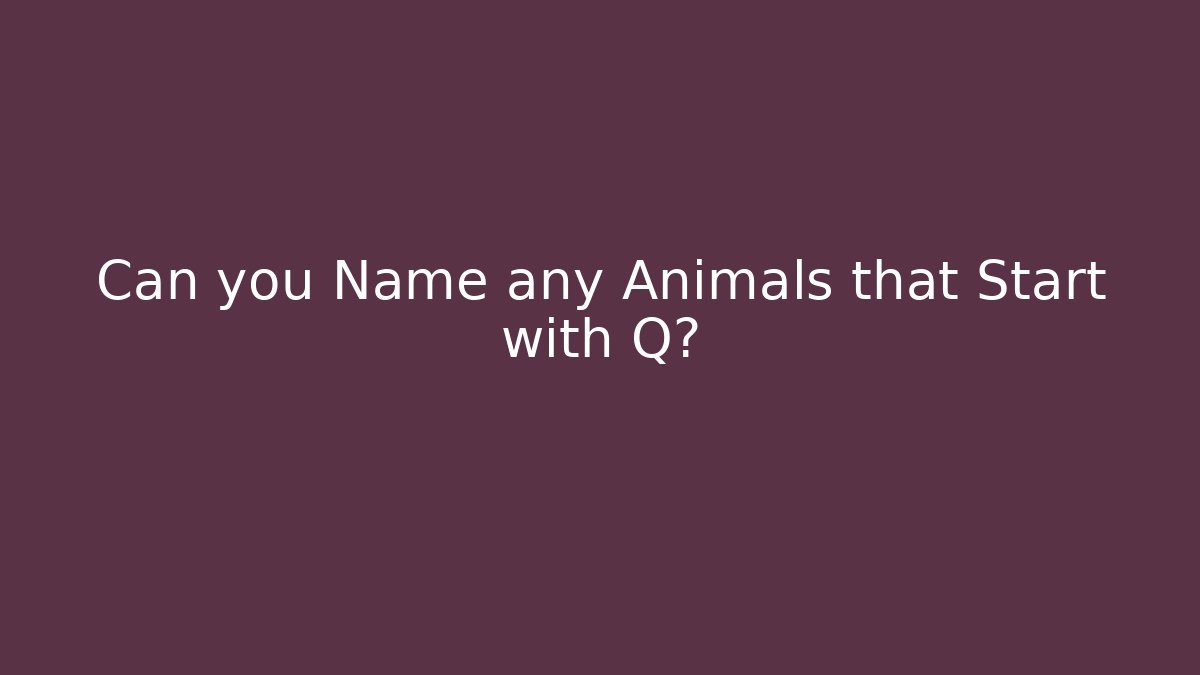 Can you Name any Animals that Start with Q?