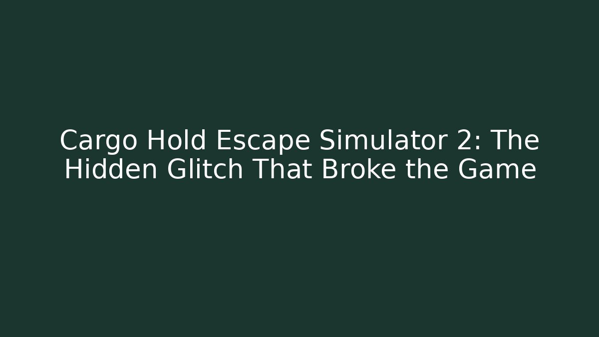Cargo Hold Escape Simulator 2: The Hidden Glitch That Broke the Game