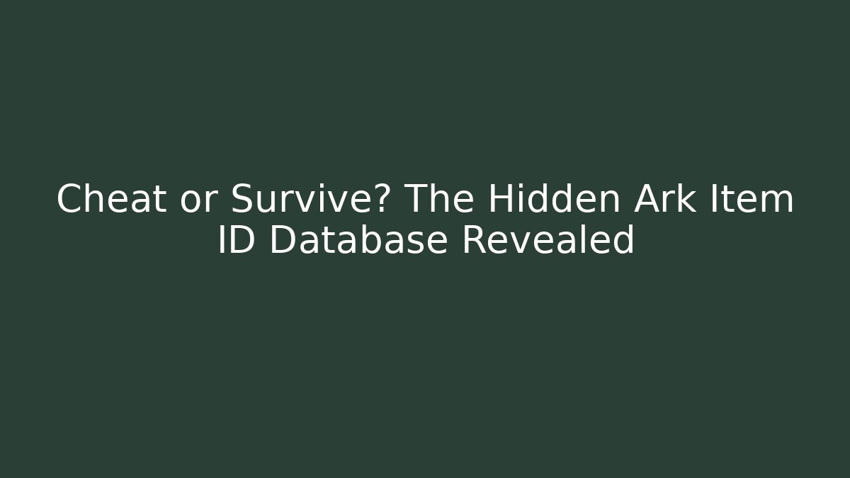 Cheat or Survive? The Hidden Ark Item ID Database Revealed