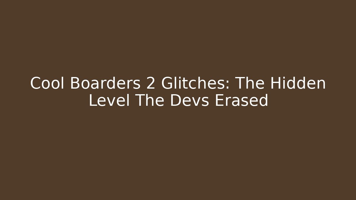 Cool Boarders 2 Glitches: The Hidden Level The Devs Erased