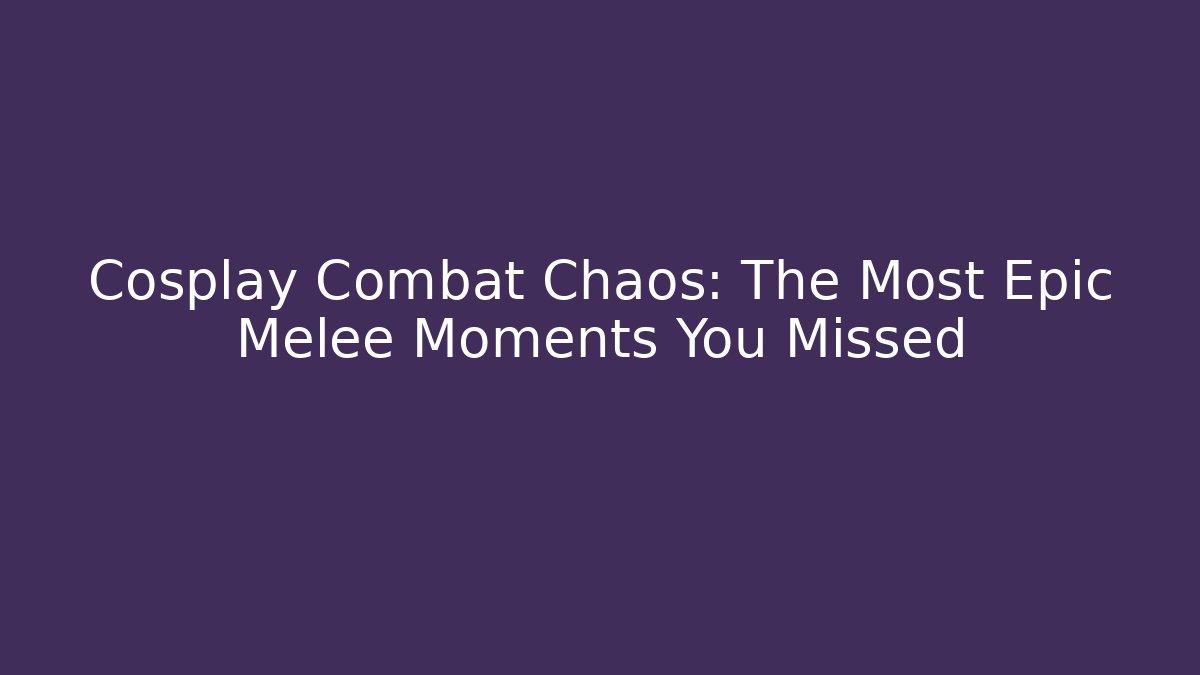 Cosplay Combat Chaos: The Most Epic Melee Moments You Missed